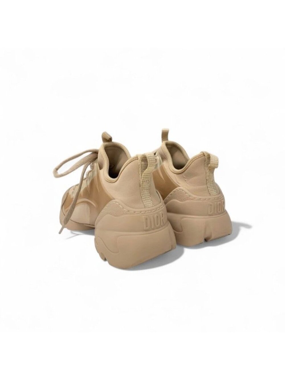 Christian Dior D-connect Sneakers Shoes Rubber Fabric Leather Pink Beige Logo - Picture 5 of 11